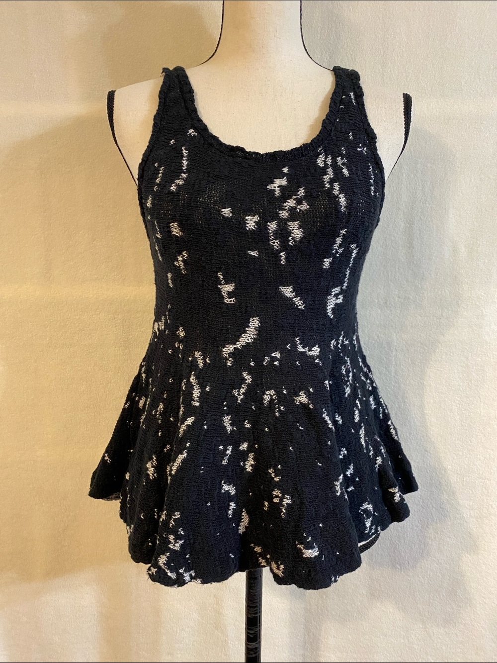 Free People Side by Side black flared peplum flared scoop neck tank top